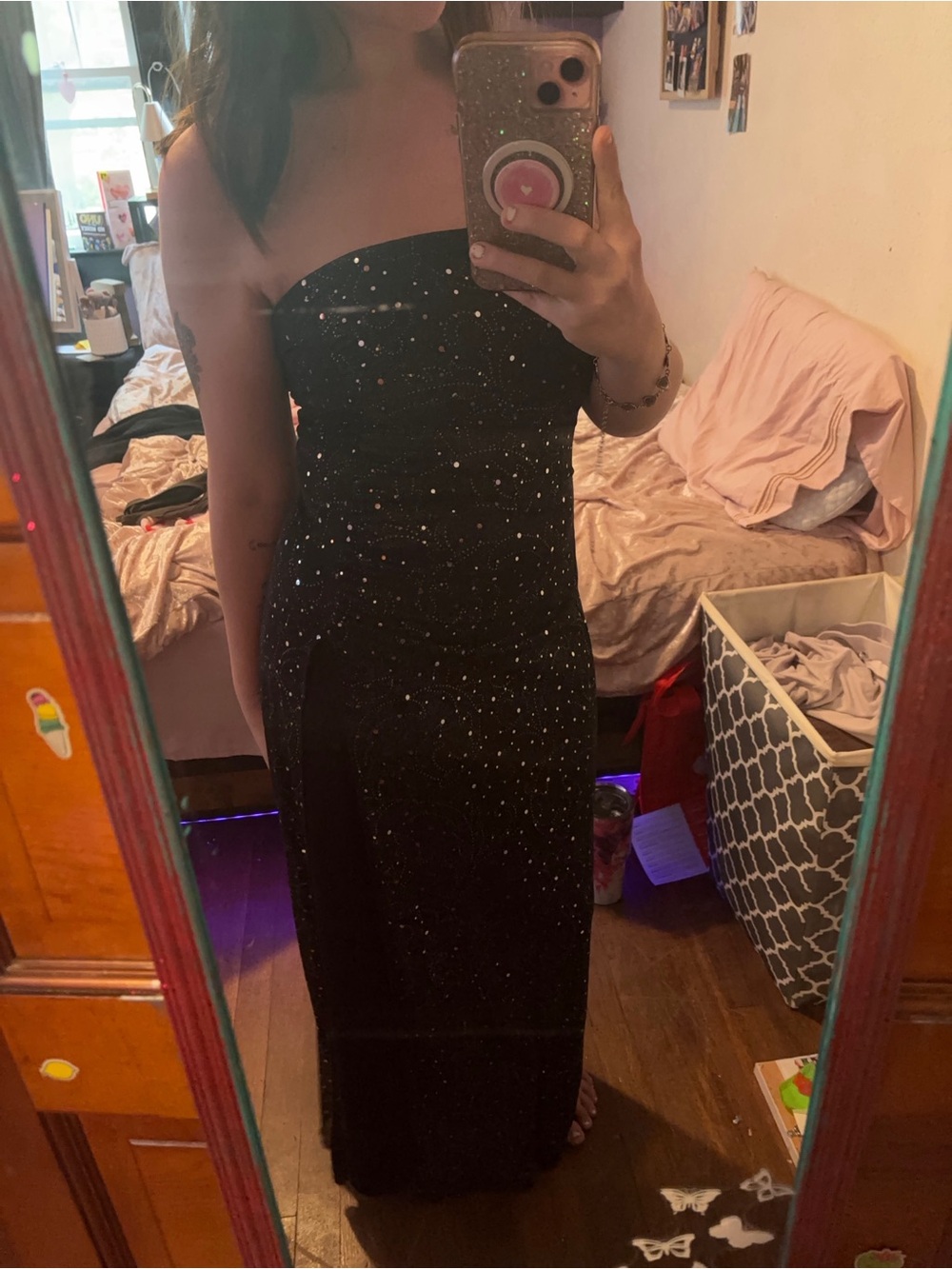 Taboo Black Strapless Sparkle Gown